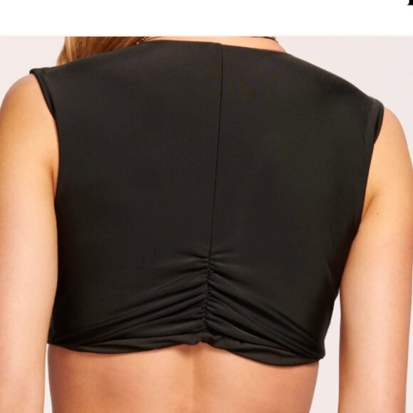 NWT Ramy Brook Oliwia Twist Front Bikini Top Twisted in Black Size Small - Picture 2 of 5